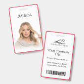 赤いミニマル社員企業のの写真IDの消去 バッジ (正面&裏面)