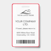 赤いミニマル社員企業のの写真IDの消去 バッジ (裏面)