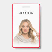 赤いミニマル社員企業のの写真IDの消去 バッジ (正面)