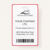 赤いミニマル社員企業のの写真IDの消去 バッジ (裏面)