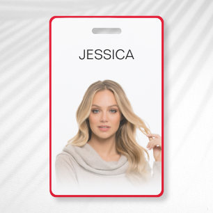 赤いミニマル社員企業のの写真IDの消去 バッジ