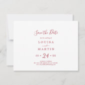 赤いミニマル結婚リトルクリスマスの日付を保存 シーズンカード (裏面)