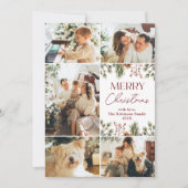 赤いミニマル金ゴールド5 Photo Gridクリスマスカード シーズンカード (正面)