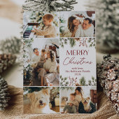 赤いミニマル金ゴールド5 Photo Gridクリスマスカード シーズンカード