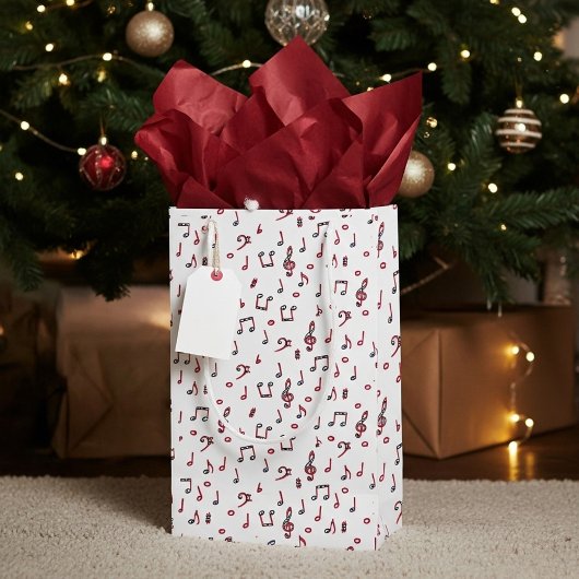 赤いミュージカル テーマ スモールペーパーバッグ