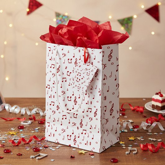 赤いミュージカル テーマ スモールペーパーバッグ
