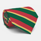 赤いムギの金ゴールドおよび緑大学ストライプのタイ ネクタイ (ロール)