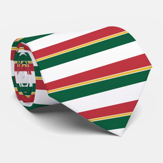 赤いムギの金ゴールドの緑及び白い横ストライプのタイ ネクタイ (ロール)