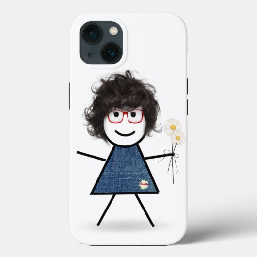 赤いメガネとデイジーのステックガール Case-Mate iPhoneケース (裏面)