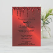 赤いメタリックなグリッター スウィート16 招待状 (スタンド正面)