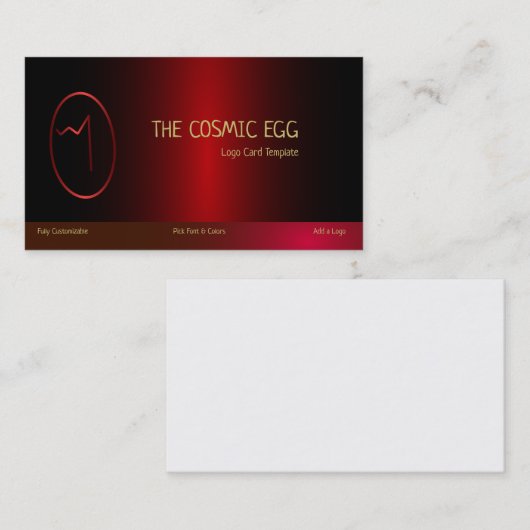 赤いメタリックジオグリフシンボル宇宙卵ロゴ 名刺 (正面/裏面)