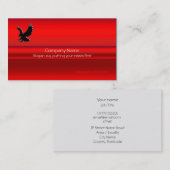 赤いメタリックルック効果の上に羽ばたいたブラックイーグル 名刺 (正面/裏面)