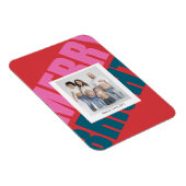 赤いメリーカラフルのモダンクリスマス写真の家族 マグネット (右側)