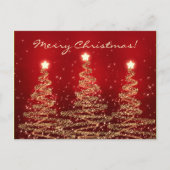 赤いメリークリスマスのエレガントできらめくな木 シーズンポストカード (正面)