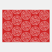 赤いメリークリスマスのホワイトクリスマスリース ラッピングペーパーシート (正面3)