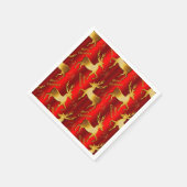 赤いメリークリスマスの金色のトナカイ スタンダードカクテルナプキン (角)
