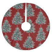 赤いメリークリスマスツリー ブラッシュドポリエステルツリースカート (正面)