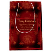 赤いメリークリスマスパーソナライズされた ミディアムペーパーバッグ (正面)