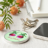 赤いメリークリスマスボール2個 キーホルダー (側面)