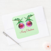 赤いメリークリスマスボール2個 スクエアシール (封筒)