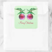 赤いメリークリスマスボール2個 スクエアシール (バッグ)