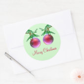 赤いメリークリスマスボール2個 ラウンドシール (封筒)