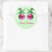 赤いメリークリスマスボール2個 ラウンドシール (バッグ)