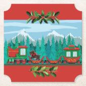 赤いメリークリスマス列車 ペーパーコースター (正面)