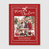 赤いメリークリスマス 写真 手描き ドゥードル マグネット (正面)