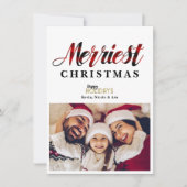 赤いメリープライドのクリスマスの休日のフォトカード 招待状 (正面)