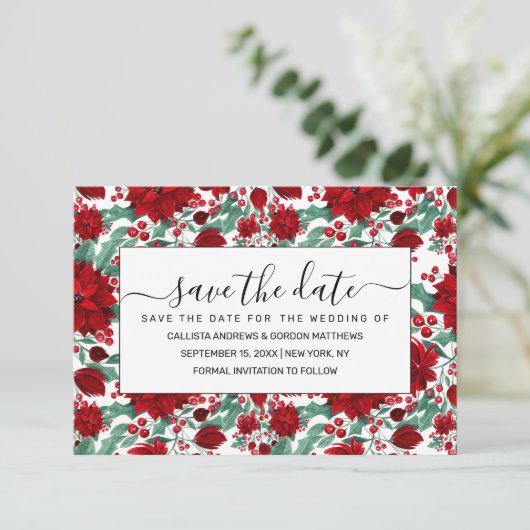 赤いメリーポインセチア花ツタ葉の水色 セーブザデート (スタンド正面)