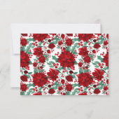 赤いメリーポインセチア花ツタ葉の水色 セーブザデート (裏面)