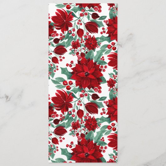 赤いメリーポインセチア花ツタ葉の水色 メニュー (裏面)