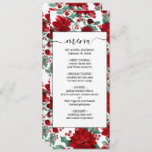 赤いメリーポインセチア花ツタ葉の水色 メニュー (正面/裏面)