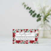 赤いメリーポインセチア花ツタ葉の水色 ロイヤリティカード (スタンド正面)