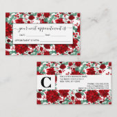 赤いメリーポインセチア花ツタ葉の水色 予約カード (正面/裏面)