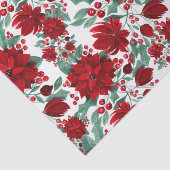 赤いメリーポインセチア花ツタ葉の水色 薄葉紙 (詳細)
