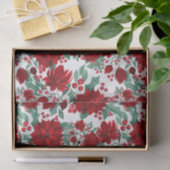 赤いメリーポインセチア花ツタ葉の水色 薄葉紙 (ギフト)