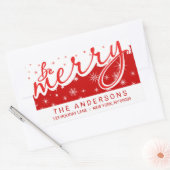 赤いメリー手書きのクリスマス差出人住所 長方形シール (封筒)