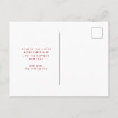 赤いメリー格子模様の独身の写真クリスマス シーズンポストカード (裏面)