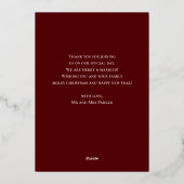 赤いメリー金ゴールド結婚したスクリプト写真クリスマス 箔シーズンカード (裏面)