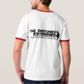 赤いメンズ乗組員のワイシャツ Tシャツ (裏面フル)