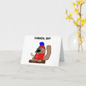 赤いメープルリーフシャツのホッケービーバーアニメ カード (黄色い花)