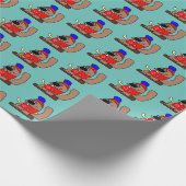 赤いメープルリーフシャツのホッケービーバーアニメ ラッピングペーパー (角)