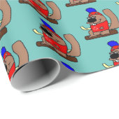 赤いメープルリーフシャツのホッケービーバーアニメ ラッピングペーパー (ロールコーナー)