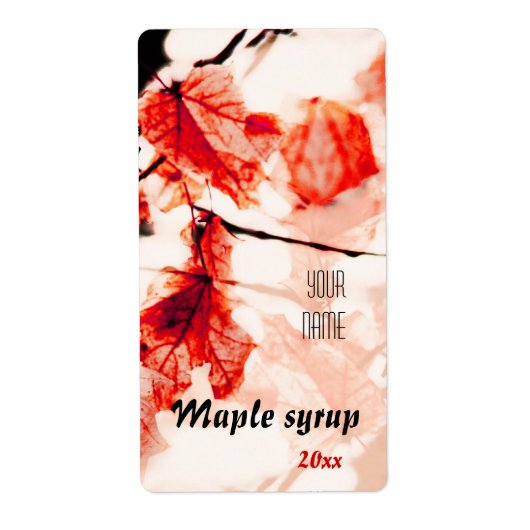 赤いメープル離れープルシロップ ラベル (正面)