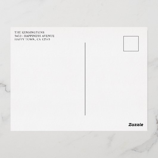 赤いモダンうれしそうなクリスマスの休日ホイル写真 箔シーズンポストカード (裏面)