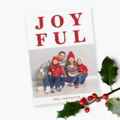 赤いモダンうれしそうな写真クリスマス シーズンカード