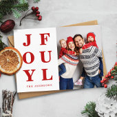 赤いモダンうれしそうな写真クリスマス シーズンカード