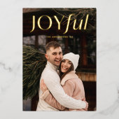 赤いモダンうれしそうな写真 箔シーズンカード (正面)